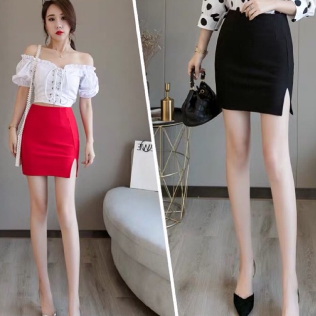 Chân váy bút chì sẻ trước dáng ngắn 40cm