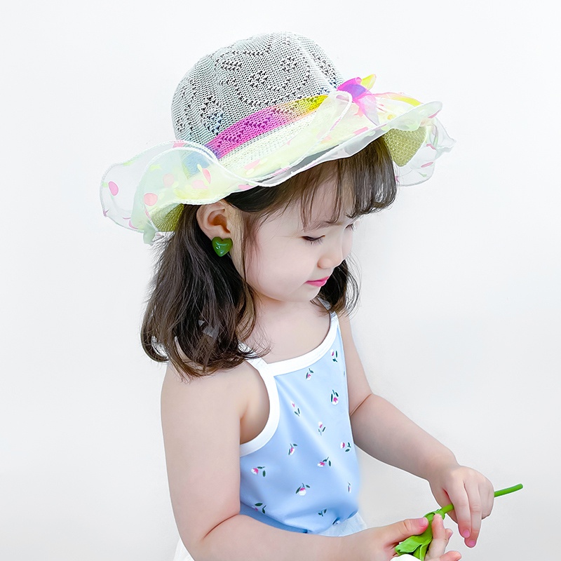 Nón Rộng Vành Đính Hoa Dễ Thương Cho Bé