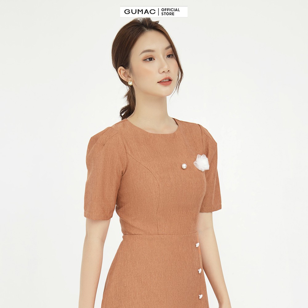 Đầm xòe nữ rã cúp cơ bản nhiều màu GUMAC đính kèm hoa cài DB543 | BigBuy360 - bigbuy360.vn