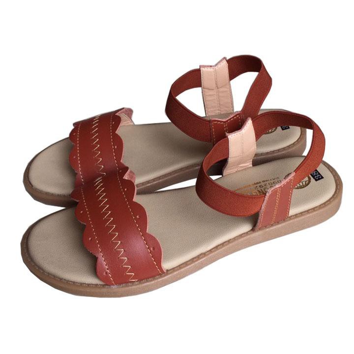 Dép sandal nữ đế cao da bò cao cấp THSDN0121