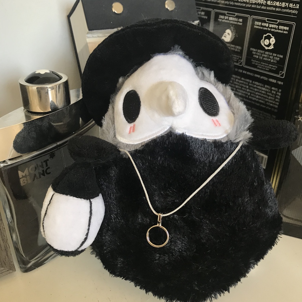 Thú nhồi bông hình bác sĩ màu đen đáng yêu  Fluffy Plague Doctor Plush Toys Glow in Dark Lantern Plush Toy Scp Foundation Plush Doll Gift for Kids Family Friends 