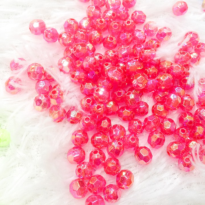 100 hạt nhựa hình pha lê lấp lánh 6mm