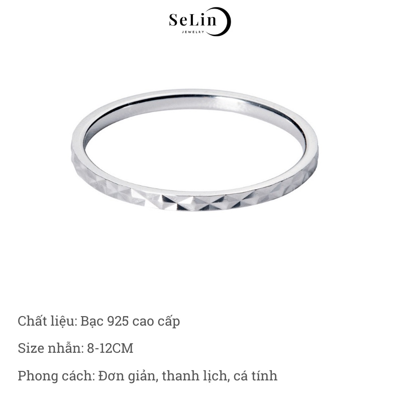 Nhẫn bạc nữ 925 trơn đơn giản cá tính SELIN JEWELRY