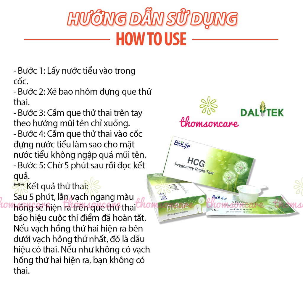 Que thử thai thế hệ mới HCG Biolife - test thai nhanh, chính xác, giao hàng kín đáo, che tên