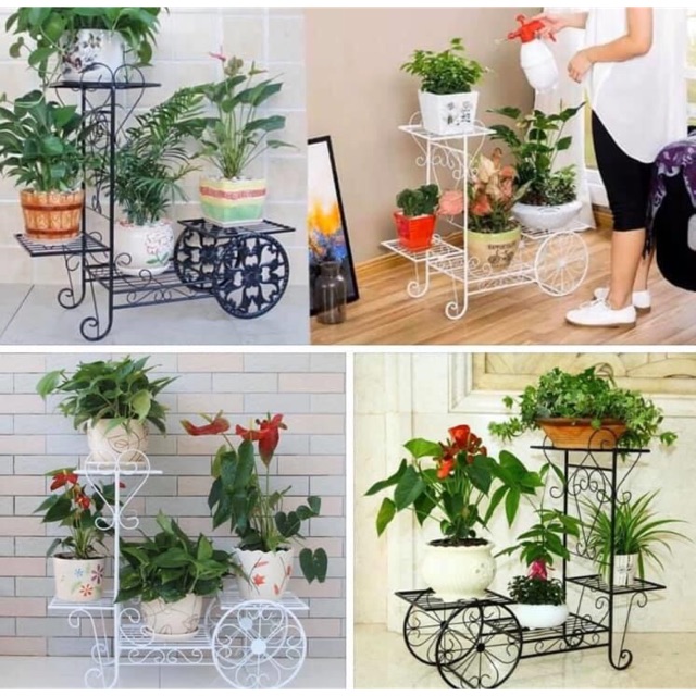 Kệ sắt nghệ thuật để chậu hoa cây cảnh 4 tầng