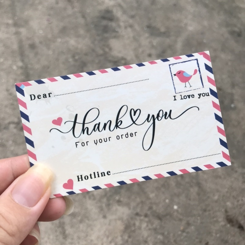 Combo 100 cái  thankyoucard, thiệp cảm ơn, Thẻ cám ơn có sẵn,mẫu thiệp viết tay, Giấy bìa cứng cán màng size 9x5.5cm