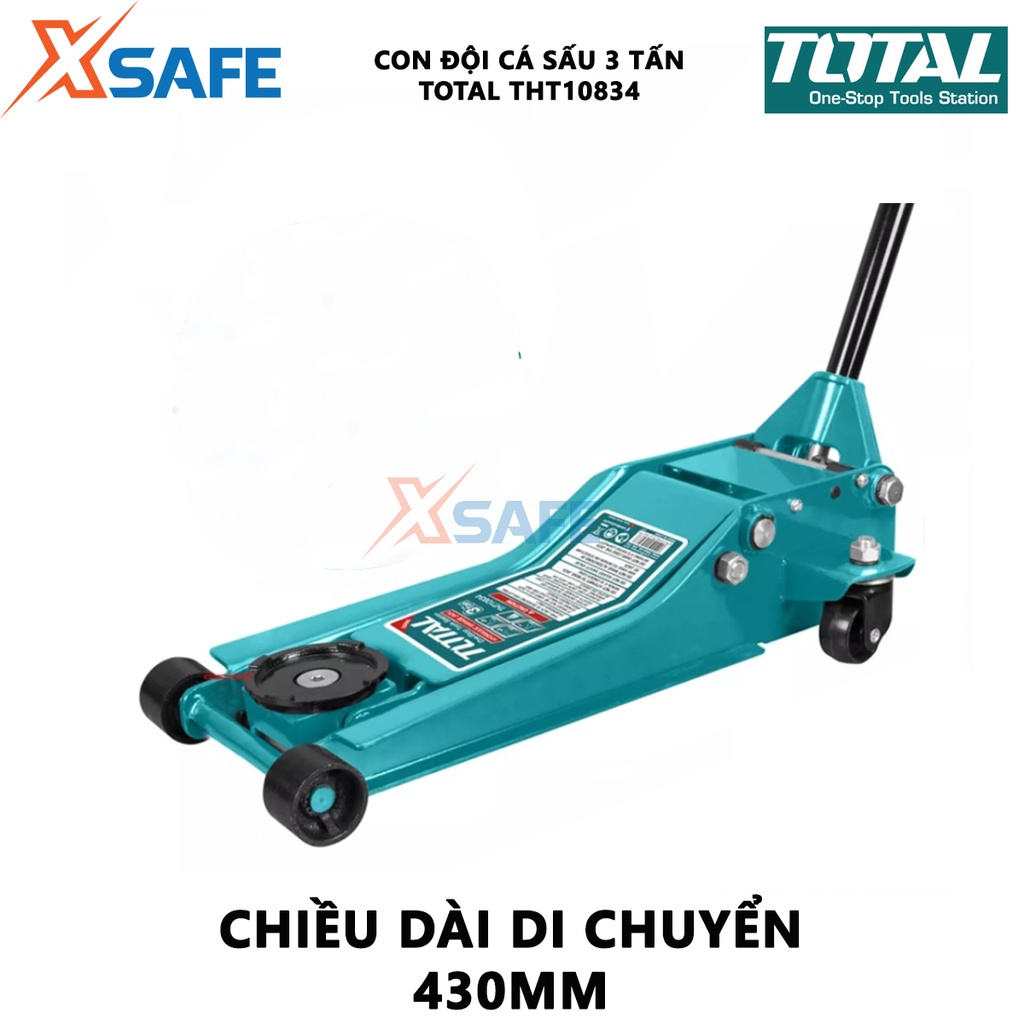 Đội cá sấu 3 tấn TOTAL THT10834 Con đội nâng ô tô nâng tối thiểu 85mm, tối đa 515mm dùng trong sửa chữa, làm lốp xe ô tô