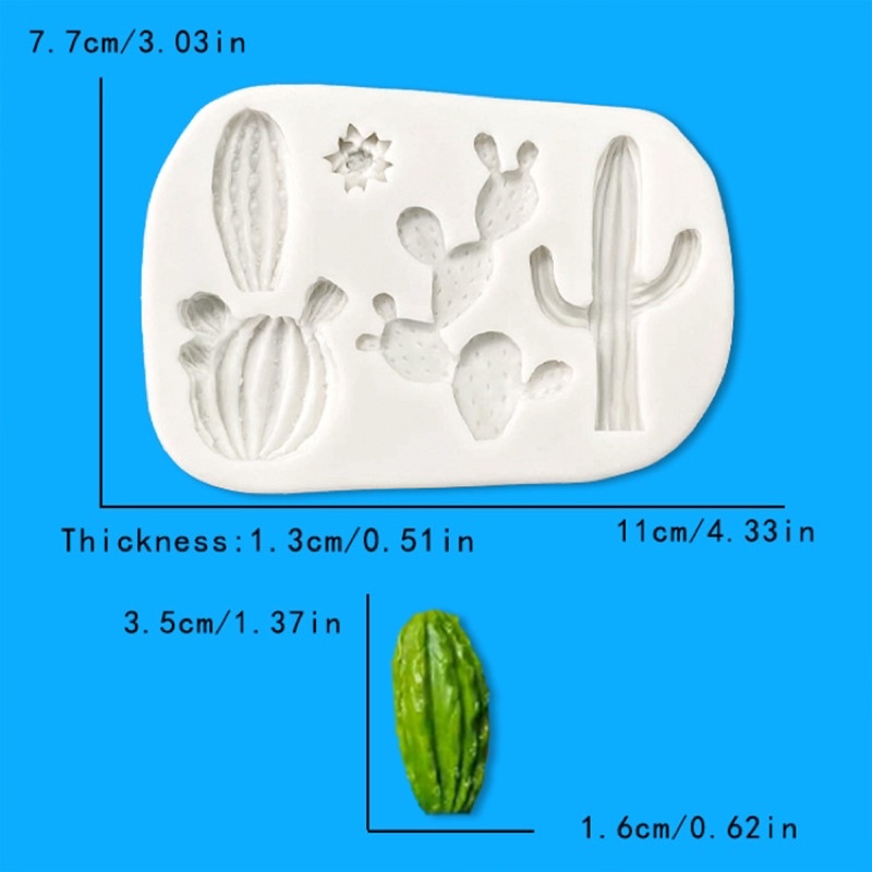 silicon xương rồng trang trí bánh