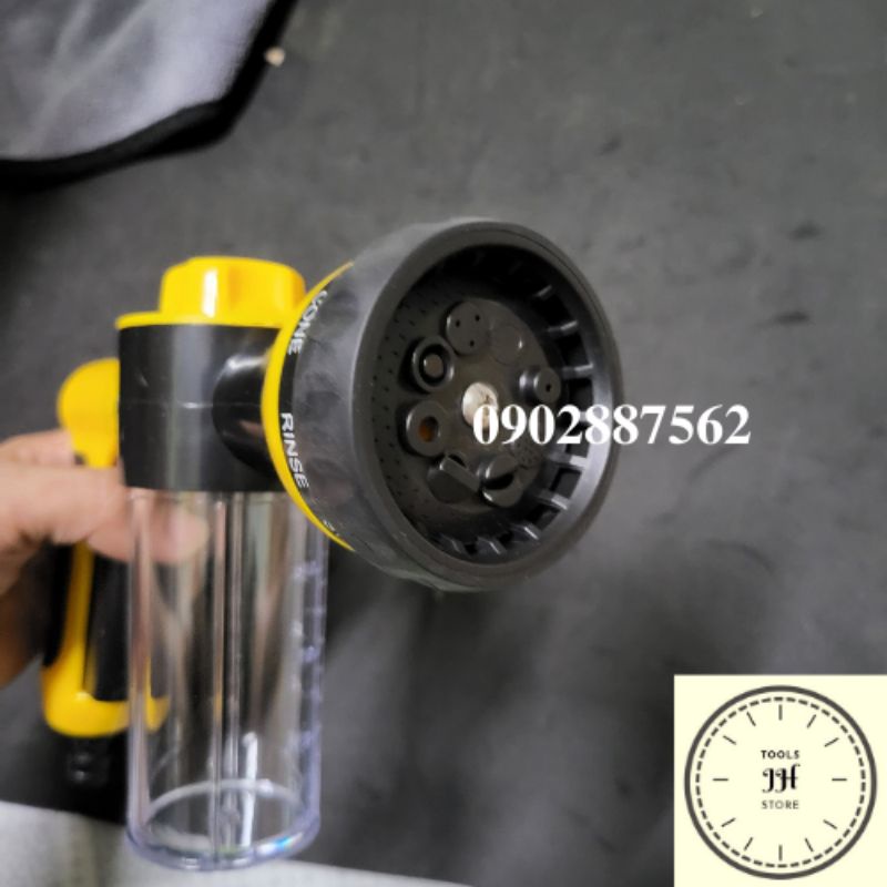 súng vòi xịt rửa nước đa năng có bình bọt tuyết rửa cho xe máy