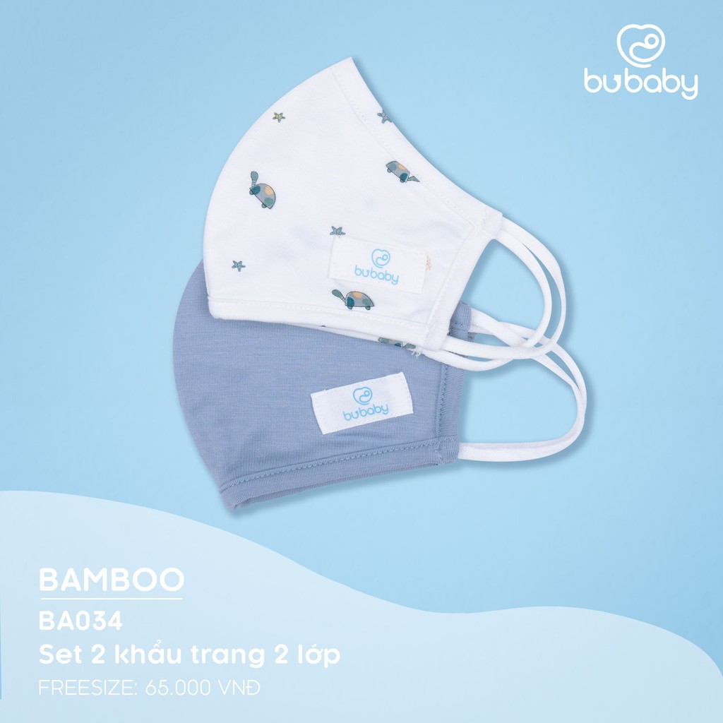 Set 2 khẩu trang sợi tre/vải sồi cao cấp kháng khuẩn trẻ em Bu