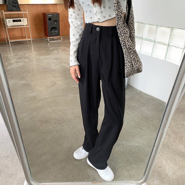 Quần ống rộng cạp cao KA chất kaki 2 da mềm mịn co dãn, có size M và L, clothes ullzang hack dáng hot