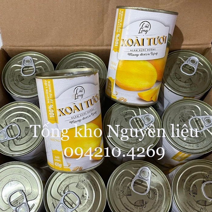 Xoài Tươi Nước Đường/Xoài Thái Miếng Đóng hộp CÁT LONG hộp 425g- DÙNG LÀM SINH TỐ TIỆN LỢI
