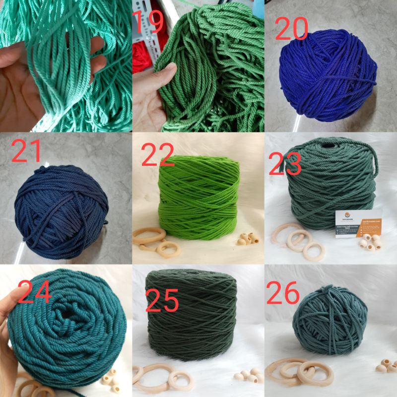 200g Dây thừng đan macrame, dây cotton xoắn 3 - 3mm. Nhiều màu sắc