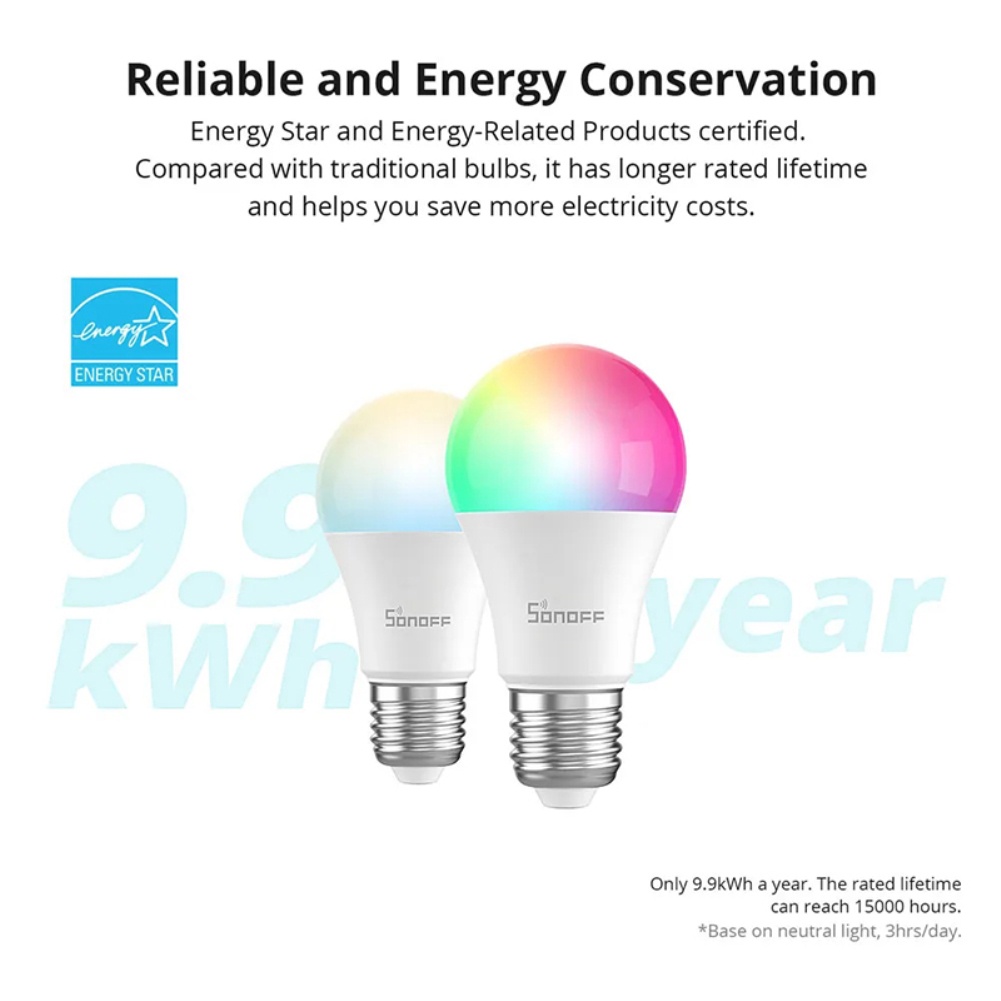 SONOFF 9W 6500K Smart LED Bulb B02-BL/ B05-BL A60 Wi-Fi Light ​Bulb E27 E26 -Available