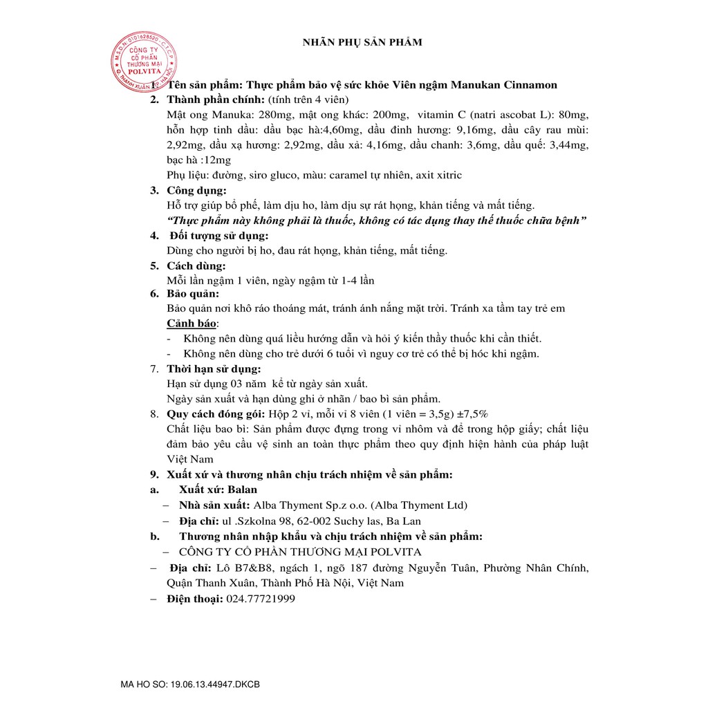 Viên Ngậm Mật Ong Giảm Ho, Đau Họng Manukan Cinnamon 16 Viên - 0304598 | BigBuy360 - bigbuy360.vn