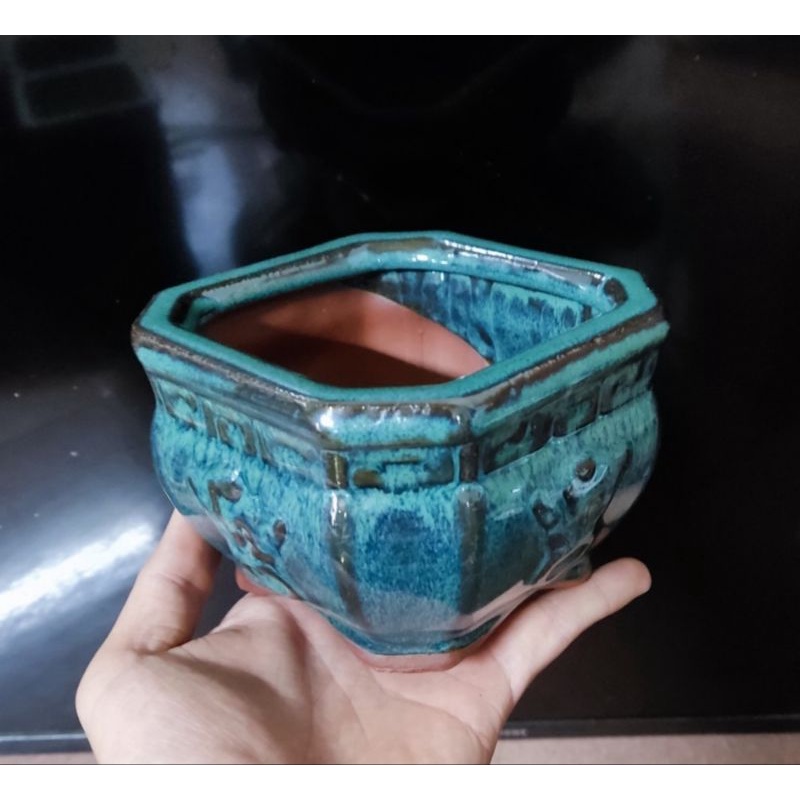 Chậu trồng sen đá, xương rồng cây bonsai mini men hỏa biến gốm bát tràng