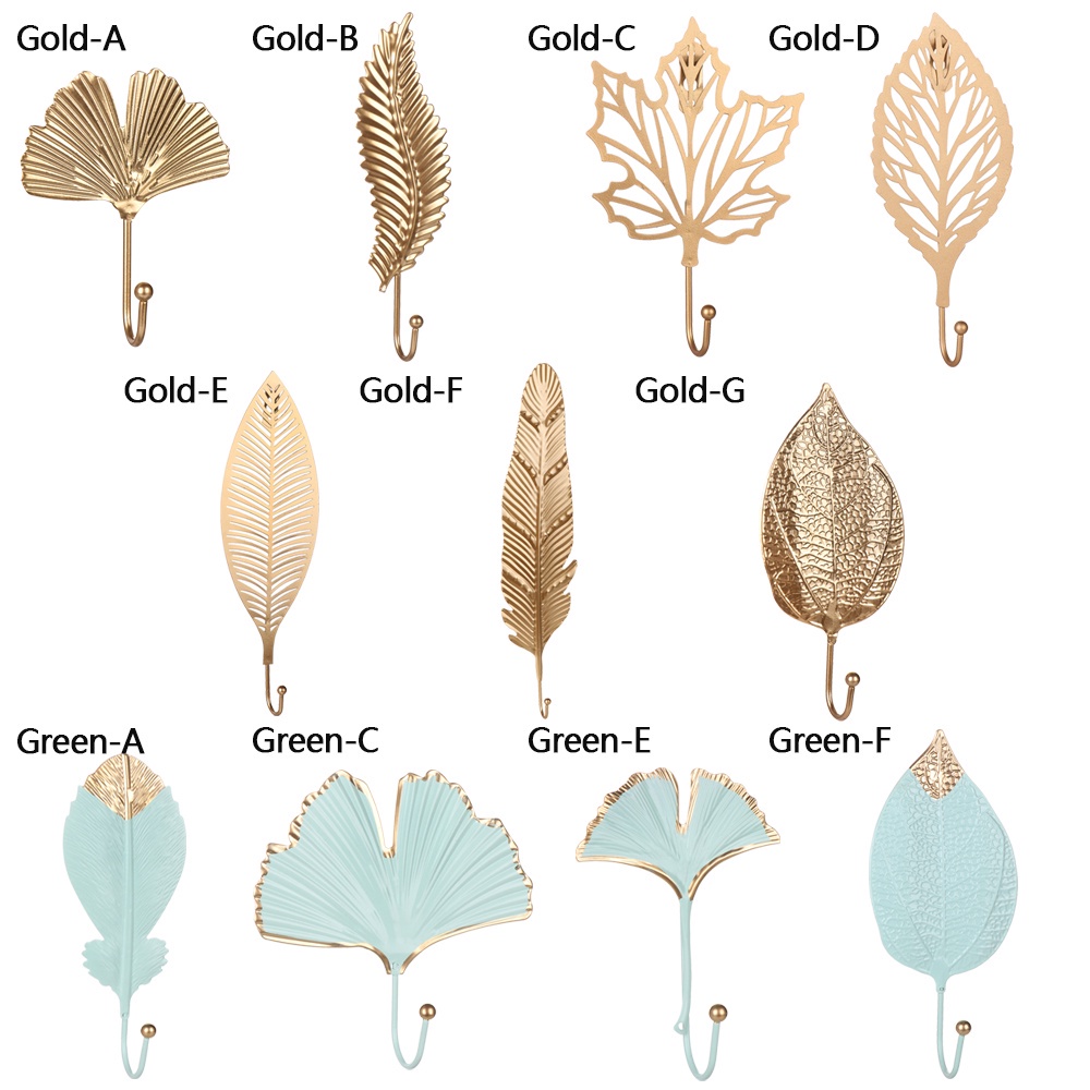 Móc sắt treo khăn hình chiếc lá nhiều màu sắc và kiểu dáng đa dạng tùy chọn phong cách Bắc Âu