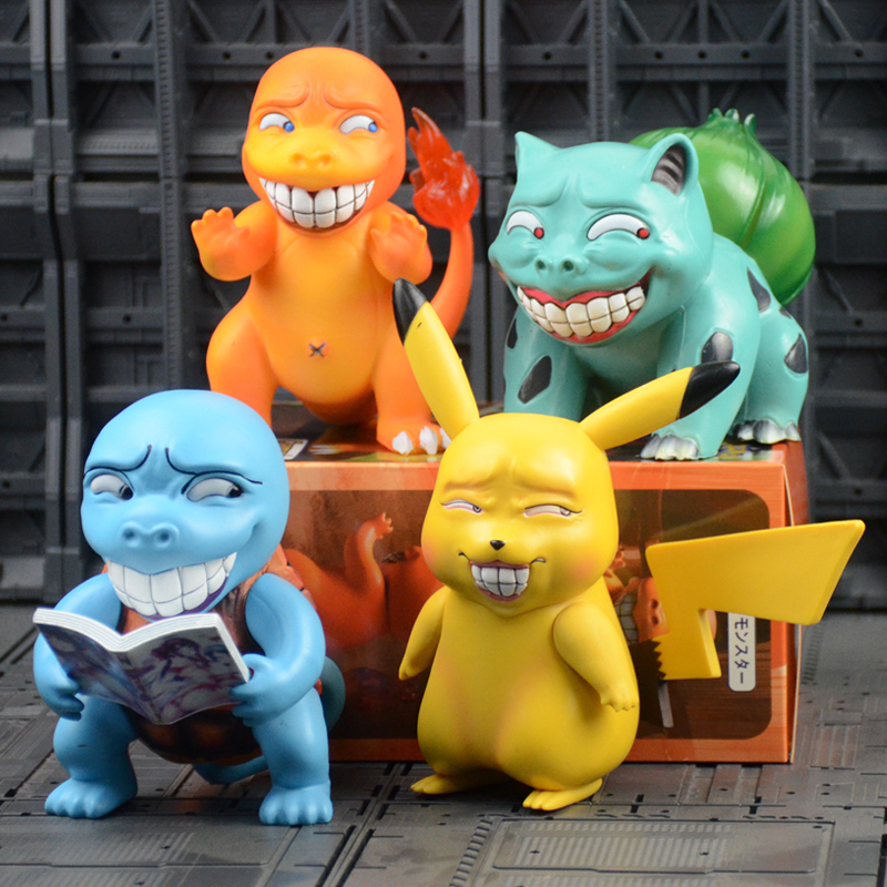 Mô hình Pokemon Pikachu rồng Pup Pup Bulbasaur Squirtle Psyduck phong cách Gangsta vui nhộn