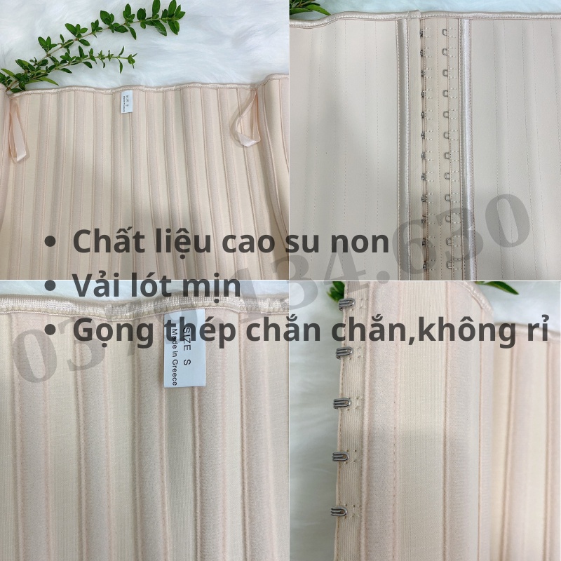 Đai nịt bụng latex 25 xương co dãn- Gen nịt bụng sau sinh giảm mỡ Hy Lạp không lộ viền [TẶNG THƯỚC]