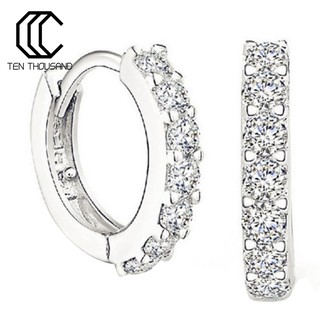 Bông tai đính đá Topaz trắng mạ bạc sang trọng