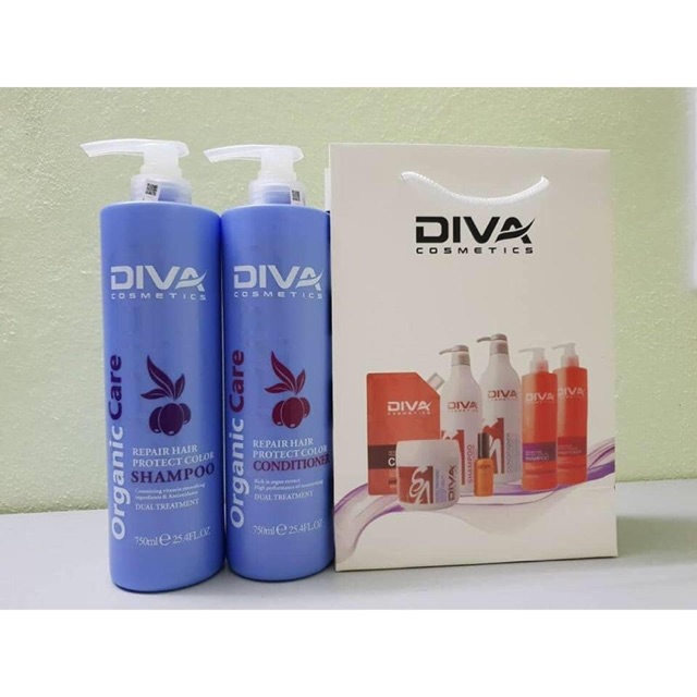 Dầu gội chính hãng Phục hồi giữ màu Diva Xanh 750ml