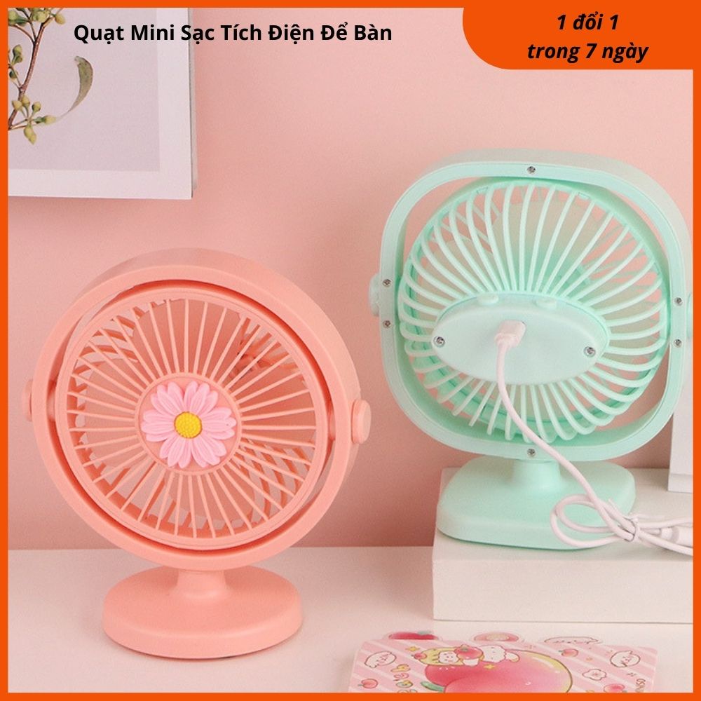 Quạt Tích Điện Mini Sạc Để Bàn Minifan