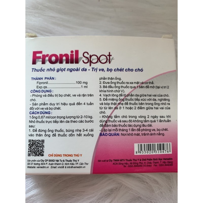 Fronil Spot - Ve, bọ chét, rận trên chó, mèo