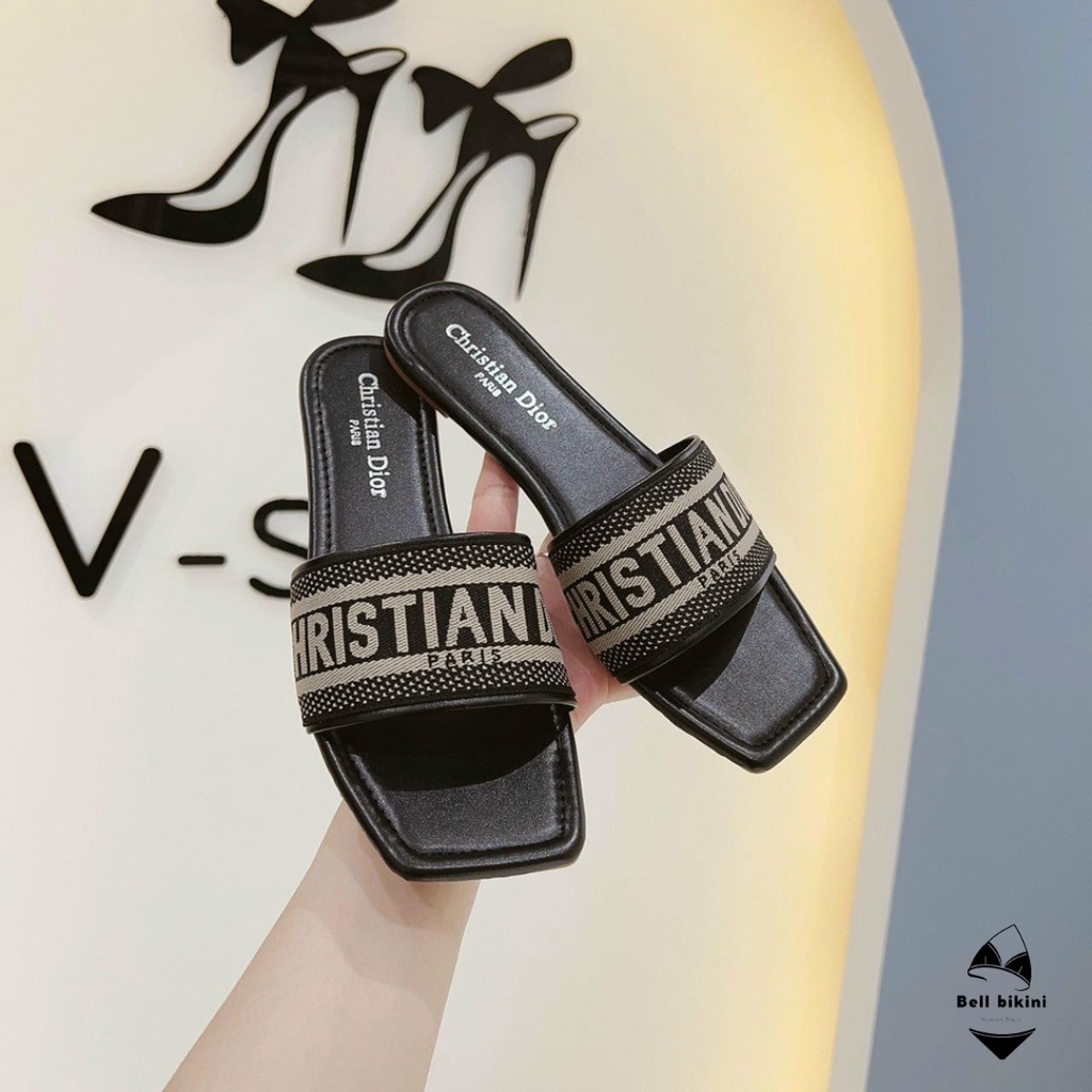 Dép Lê Thổ Cẩm Chri.Stian Di.Or Quai Chun Thời Trang Sang Chảnh - Dép Lê Quai Ngang Đế Bệt Mũi Tròn - Bell Bikini - D043