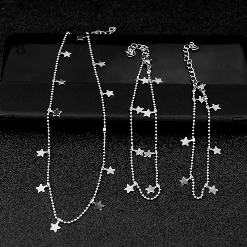 Vòng cổ dáng chocker, họa tiết ngôi sao, titan không gỉ, không dị ứng