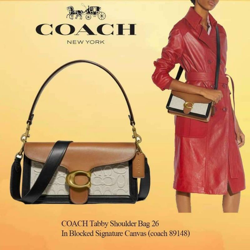 ✨✨Tabby Shoulder Bag 26 In Signature Leather✨✨CM554🌟Mẫu coach tabby đơn giản sang trọng