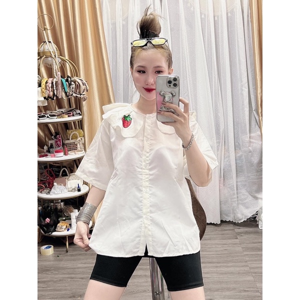 Set Áo SơMi Trái Dâu Bèo Tiểu Thư &amp; quần ngố