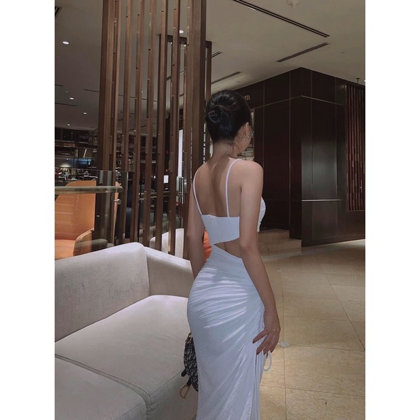 Đầm maxi 2 dây khoéc eo