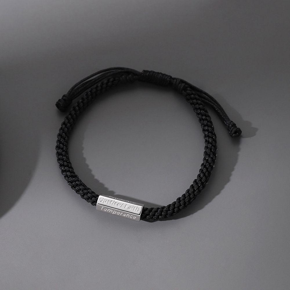 Forbetter Vòng Tay Dây Bện Mặt Đồng Chữ Seven Virus Hình Học Phong Cách Hip Hop Hàn Quốc Cho Nữ