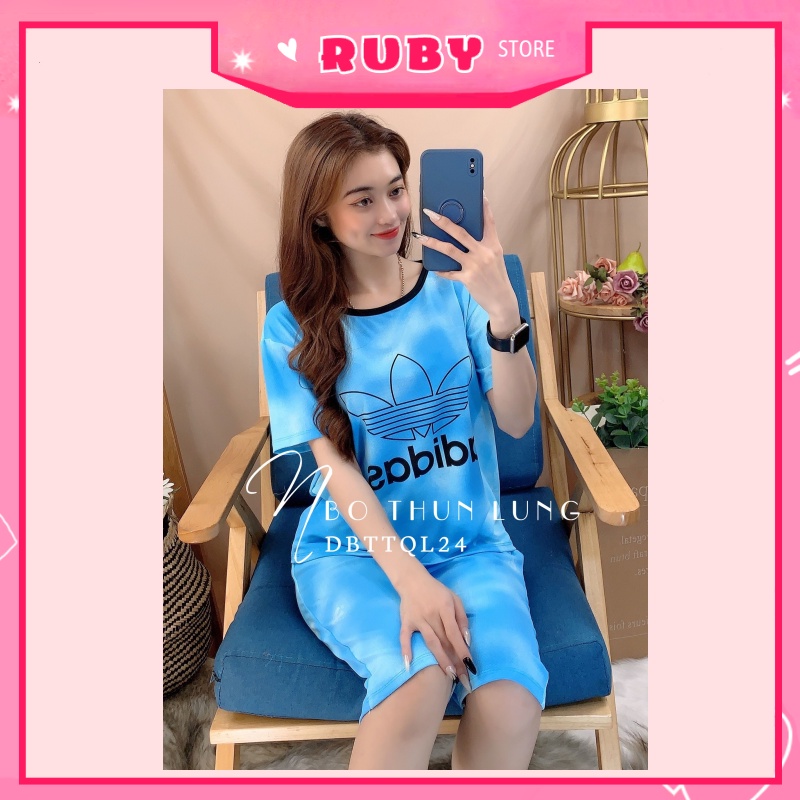 Đồ bộ nữ mặc nhà mẫu thể thao, chất thun mềm mịn Free Size Dưới 47KG ❤ Rubystorevn