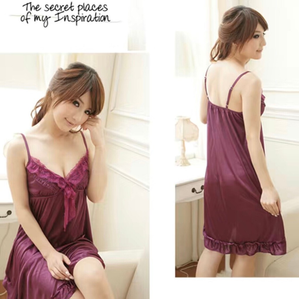 [ Mã WASTAPR giảm 10K đơn 50K] Đầm Ngủ Sexy 2 Dây Cổ Tim Phối Ren - Xuyên Thấu - Gợị Cảm | BigBuy360 - bigbuy360.vn