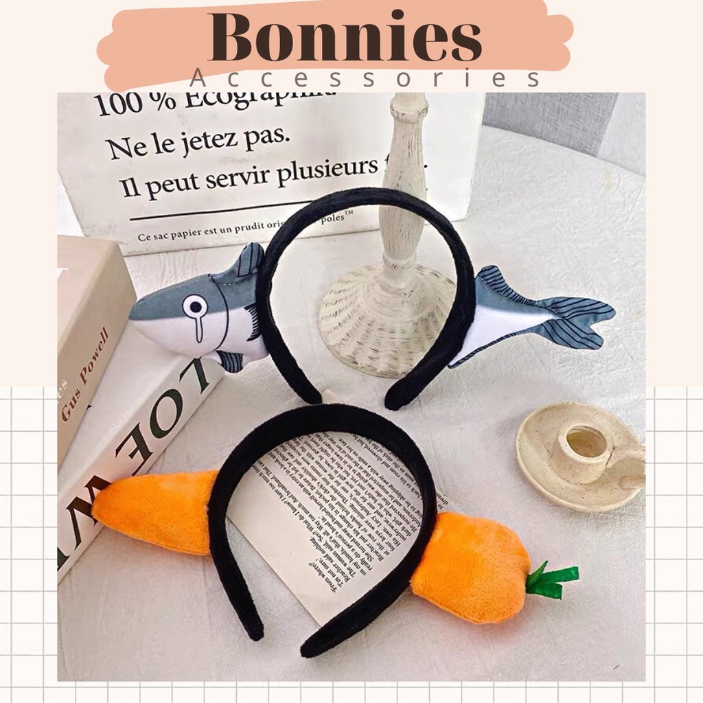 Bờm tóc hình cá Băng đô, Cài tóc rửa mặt trang điểm hình cà rốt cute dễ thương BA104 Bonnies accessories