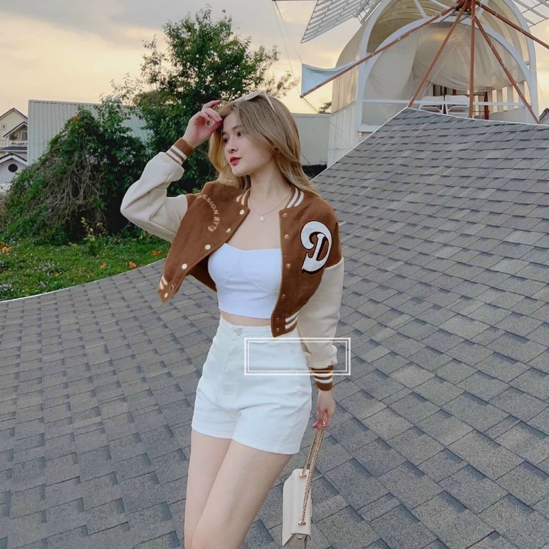 Áo khoác bomber nỉ ngoại thêu Chữ D xịn sò