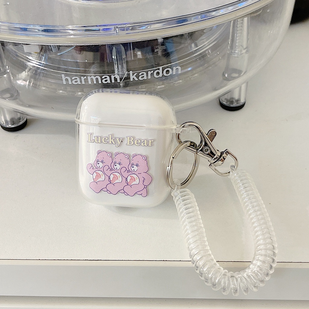 Vỏ Bảo Vệ Hộp Sạc Tai Nghe airpods 1 2 Pro 3rd Generation Pro 1/2 Trong Suốt Chống Sốc Họa Tiết Hoạt Hình Kèm Dây Đeo Kiểu Nhật Hàn