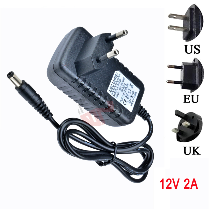 CCTV IP Camera Cable AC To DC Adapter 12V 2A Switching Power Supply UK Plug 5.5mm X 2.5mm