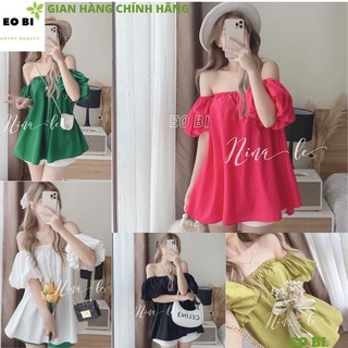 Áo trễ vai bèo tay phồng rộng dễ thương -EOBI