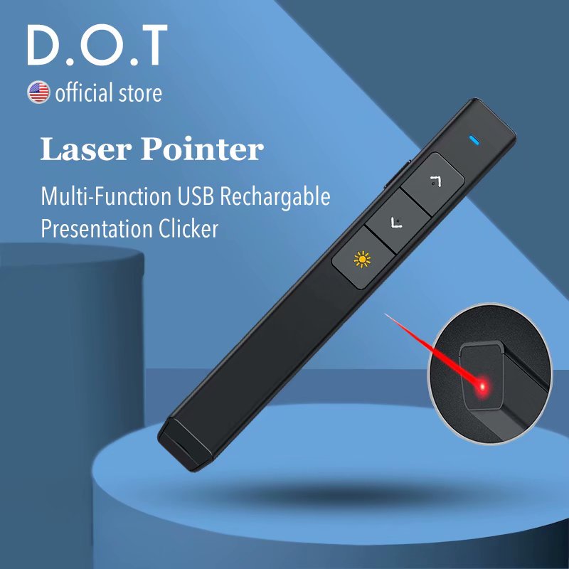 D.O.T Mạnh mẽ USB Con trỏ Laser Đồ chơi Trình chiếu Clicker Từ xa không dây PowerPoint Clicker Chấm đỏ Bút laser chiến thuật