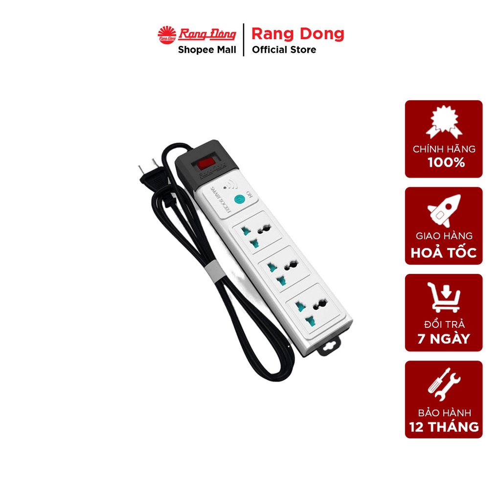 Ổ cắm THÔNG MINH Wifi Rạng Đông dây dài 3m và 5m tiện lợi - Model OC02.WF 3C/3M/10A