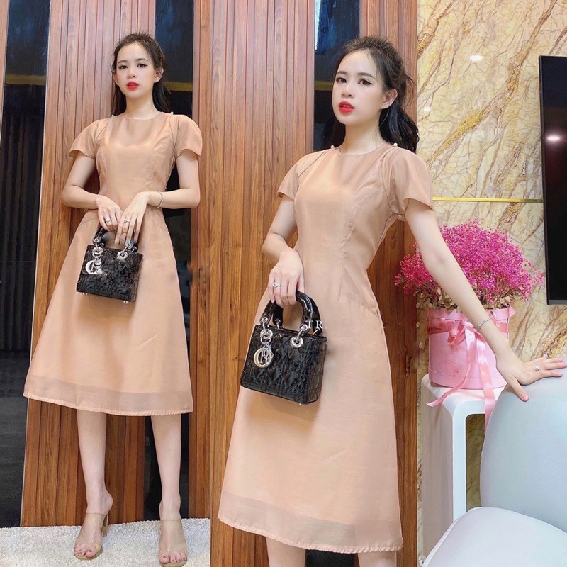 Đầm midi vai đính hạt xinh xắn | BigBuy360 - bigbuy360.vn