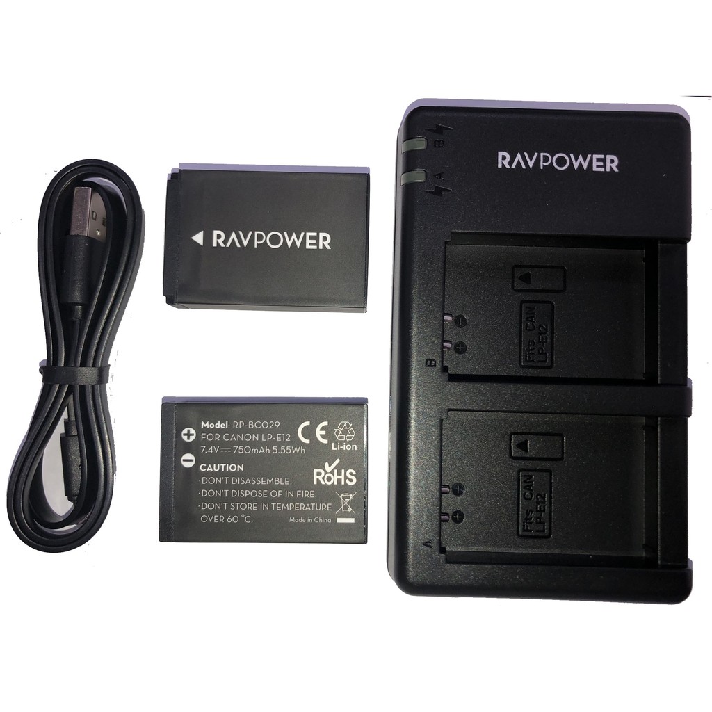 Bộ 1 pin 1 sạc máy ảnh Ravpower cho Canon LP-E12