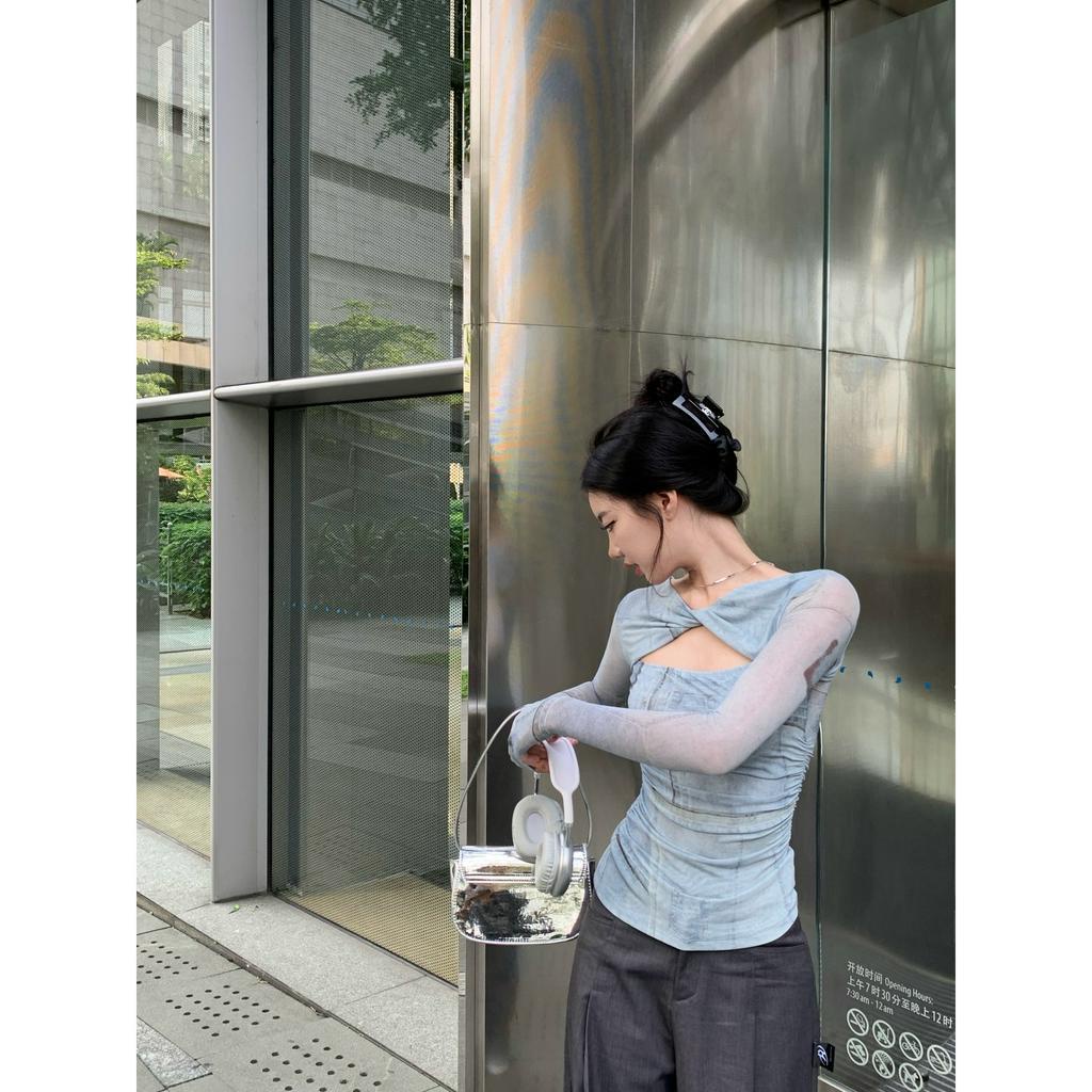 Cocory vn Áo Thun Tay Dài Dáng Ôm Phong Cách Hàn Quốc Thời Trang Mùa Hè Cho Nữ