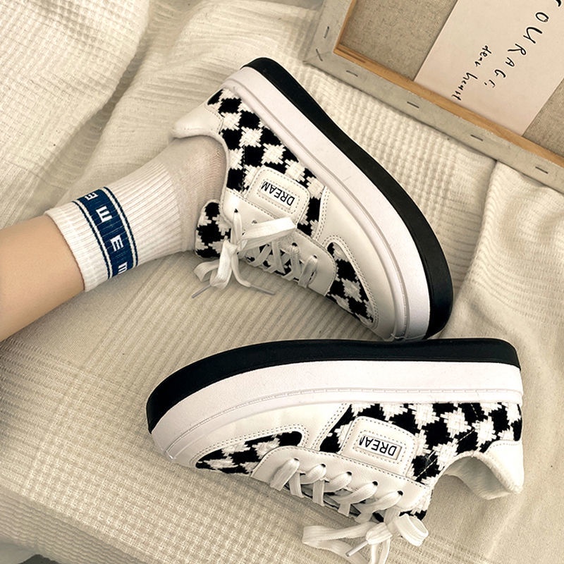 Jiashucheng Giày Thể Thao Canvas Màu Trắng Phong Cách Đường Phố Hong Kong Cho Nữ Dễ Phối Đồ Phong Cách Mới
