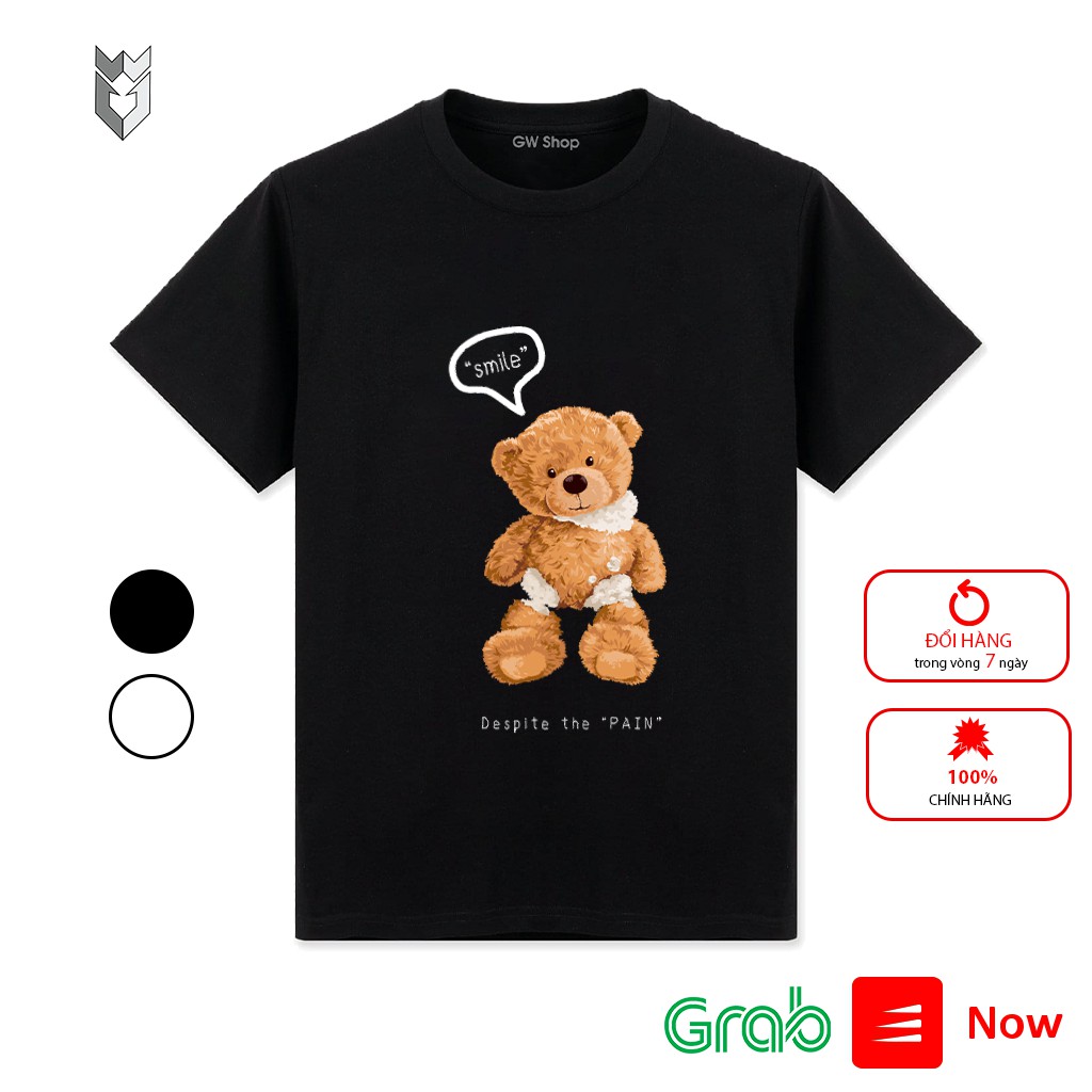 【FREE SHIP】Áo Thun nam nữ unisex Smiley Bear, áo thun cotton ngắn tay cổ tròn - GW Shop