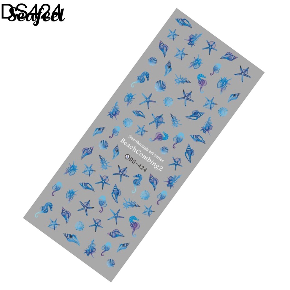 SF Waterproof Fish Shell  Starfish Nail Sticker Full Cover Wrap DIY Adhesive