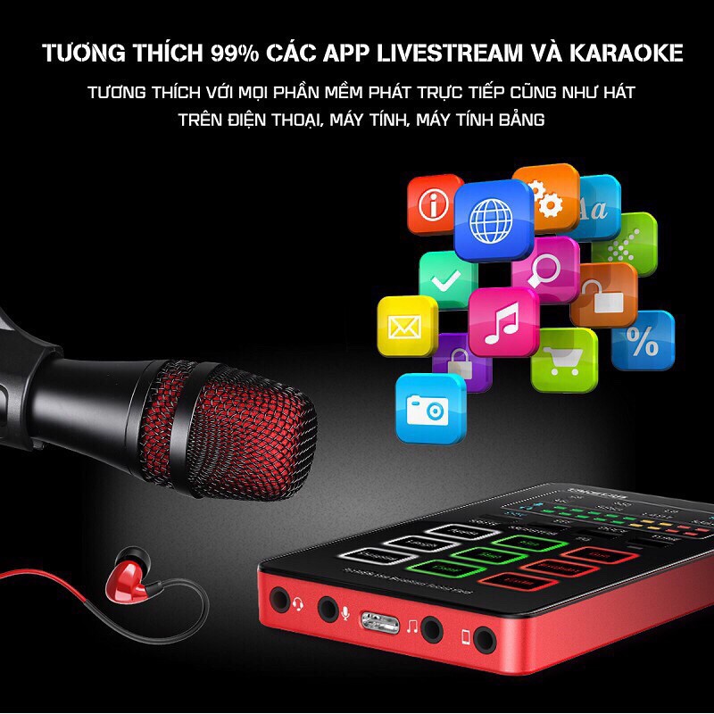 Combo mic thu âm Takstar MX1 mini đầy đủ mic livestream sound card có auto-tone tích hợp pin giá dây livestream tai nghe