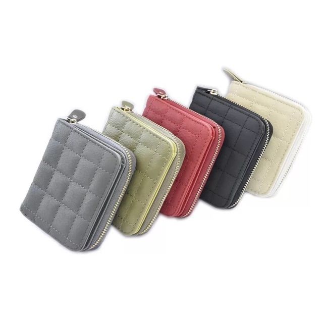 Bóp ví nữ mini ô vuông trần bông kiểu caro da mềm Hàn Quõc -  vi theloan TLVI0079